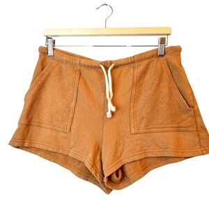 Aerie Tan Drawstring Pull on Terry cloth Causal shorts w/pockets Size:  M